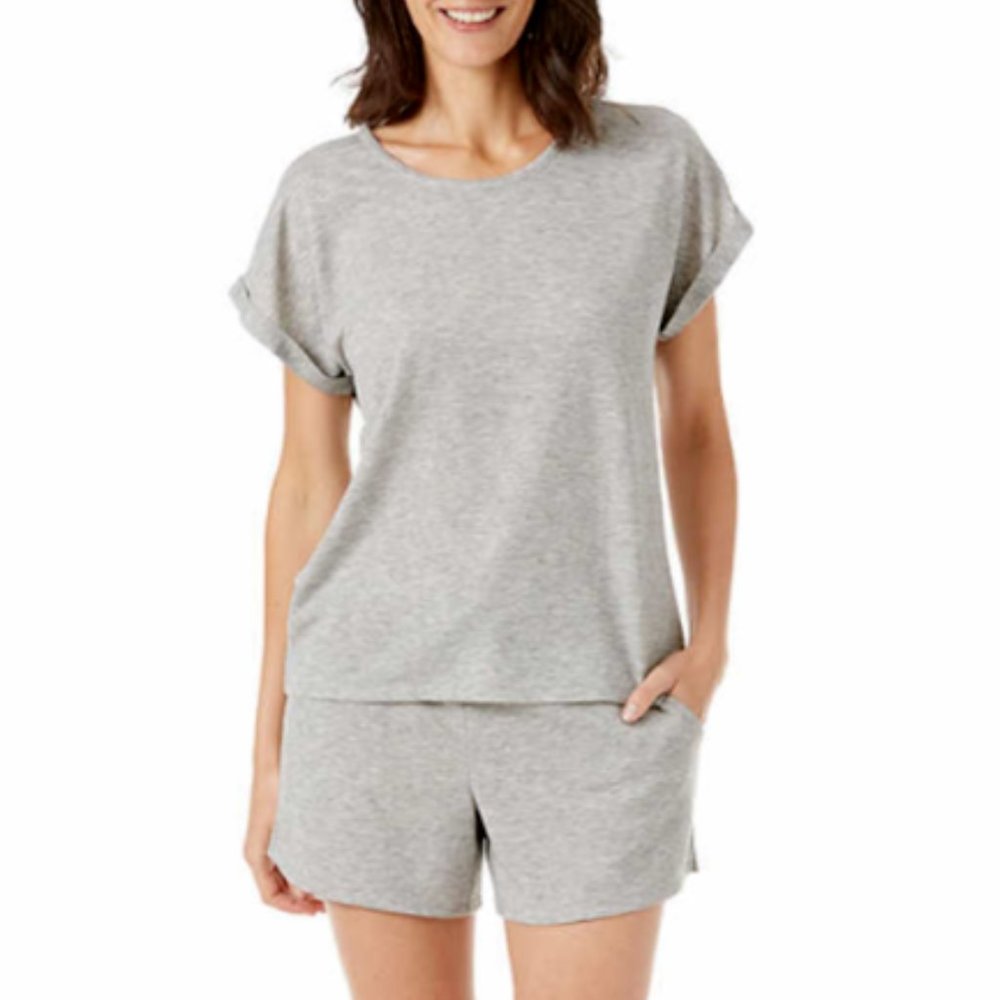 Lucky Brand 3-pc Short Sleep Set (Tank & S/Slv Top) Gray Women's Sz M-L XL NWT - Picture 3 of 12